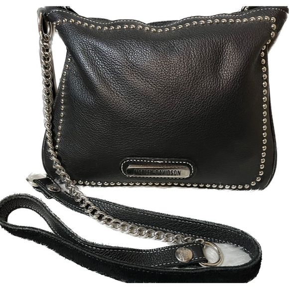 Harley-Davidson Handbags - Authentic Harley Davidson Leather Crossbody Bag Chain/Leather Strap Grom…